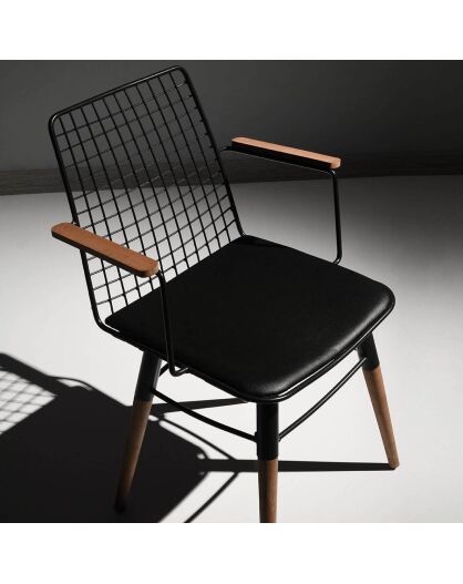 2 chaises trend 961 noir/noyer - 43x82x39 cm
